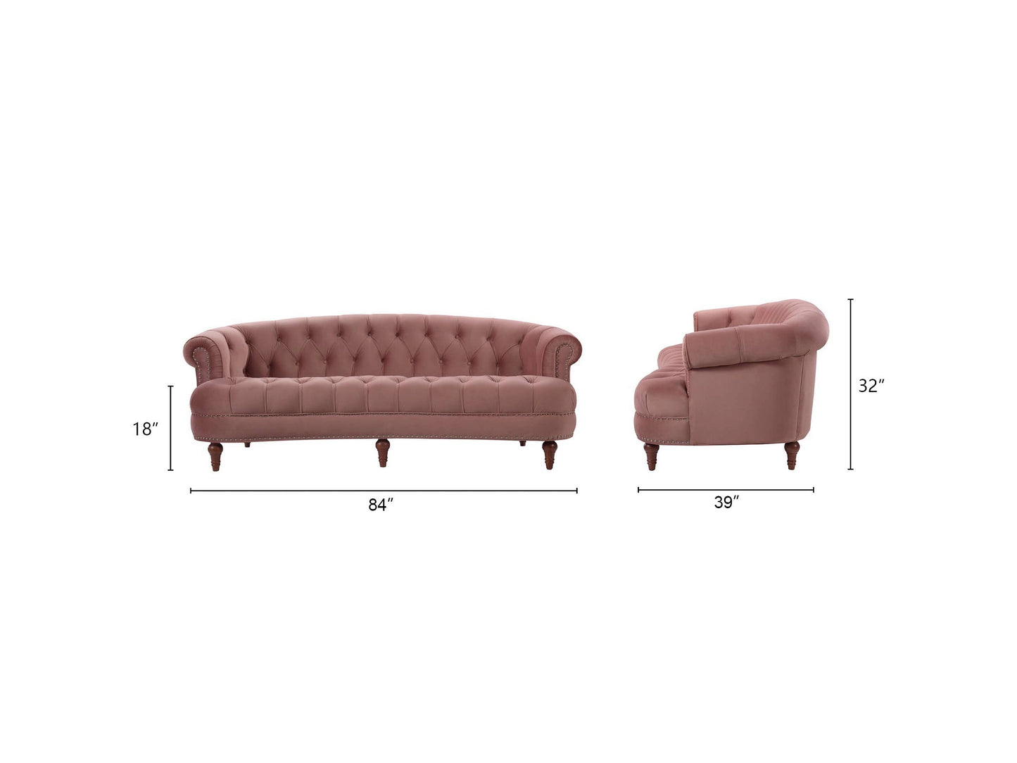 Jennifer Taylor Home La Rosa Chesterfield Sofa in Ash Rose Pink