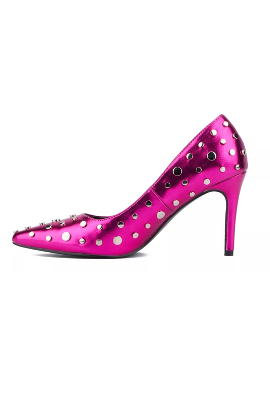Pink Studded Pointed Toe High Heel Pumps