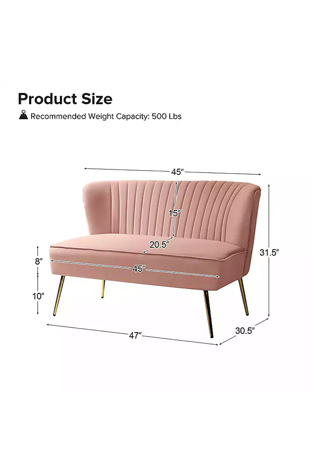 Pink Velvet Monica Loveseat