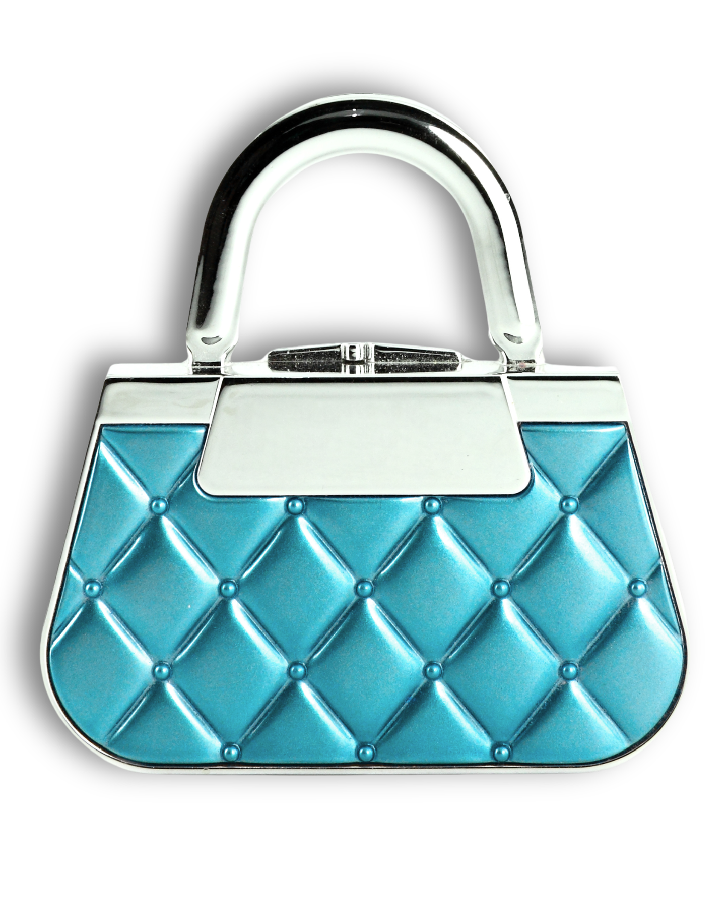 Turquoise Quilted Handbag – Sculpted Metallic Mini Tote