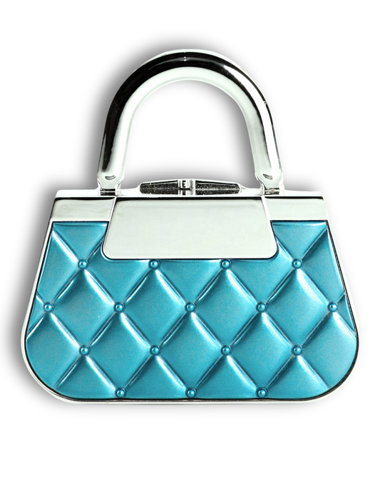 Turquoise Quilted Handbag – Sculpted Metallic Mini Tote