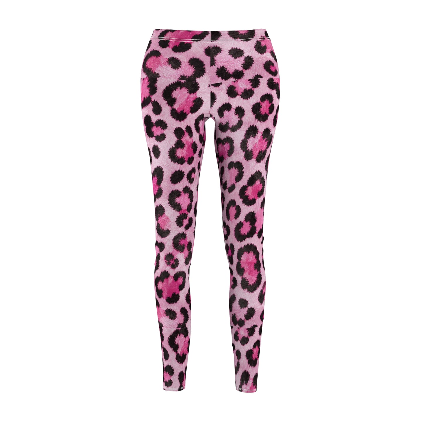 Pink Leopard Print Leggings — Women's Casual All-Over-Print Fashion Leggings