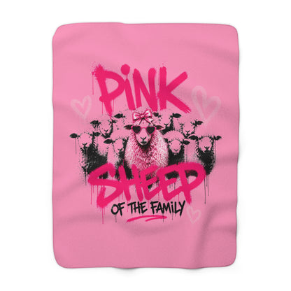 Pink Sheep Sherpa Fleece Blanket – "Pink Sheep of the Family" Cozy Throw for Adults, Teens & Kids