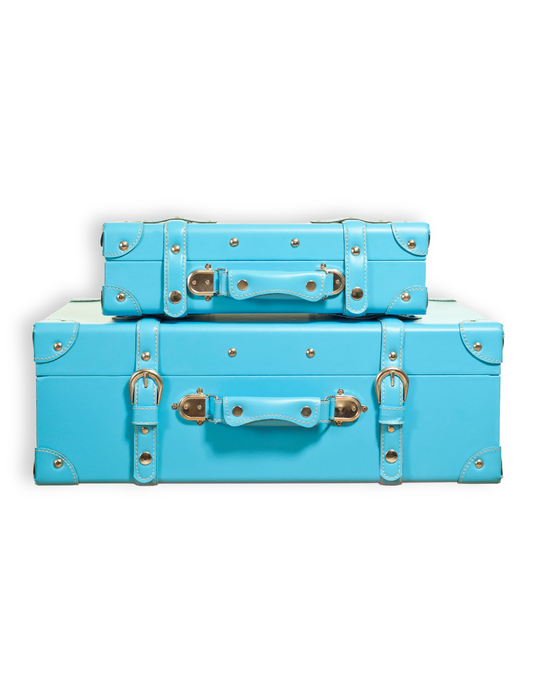 Turquoise Vintage-Style Luggage Set – Two-Piece Hard Shell Suitcase Trunks