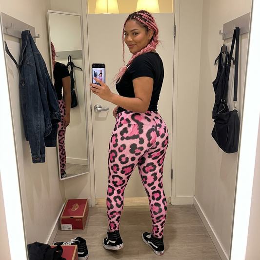 Pink Leopard Print Leggings — Women's Casual All-Over-Print Fashion Leggings