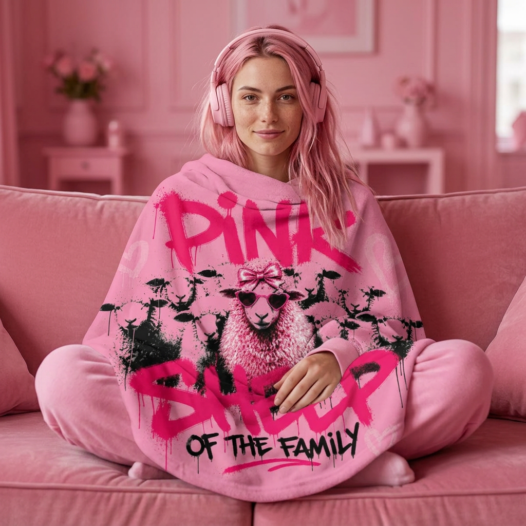 Pink Sheep Sherpa Fleece Blanket – "Pink Sheep of the Family" Cozy Throw for Adults, Teens & Kids