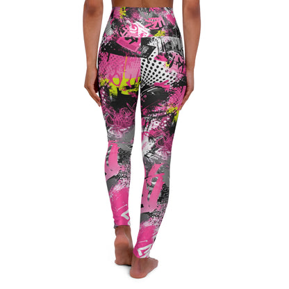 Pink Graffiti Abstract Leggings high waisted yoga leggings | all-over print