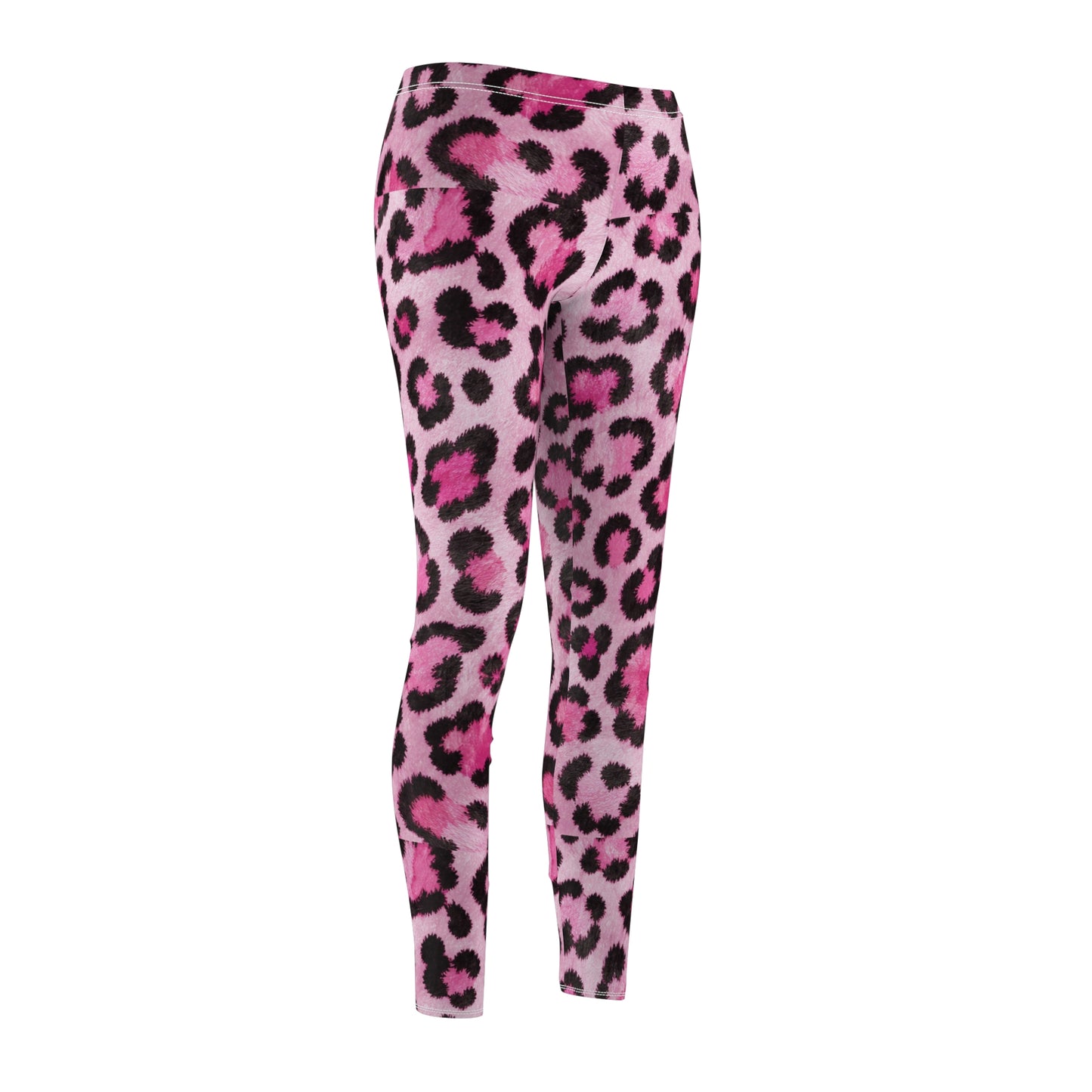 Pink Leopard Print Leggings — Women's Casual All-Over-Print Fashion Leggings