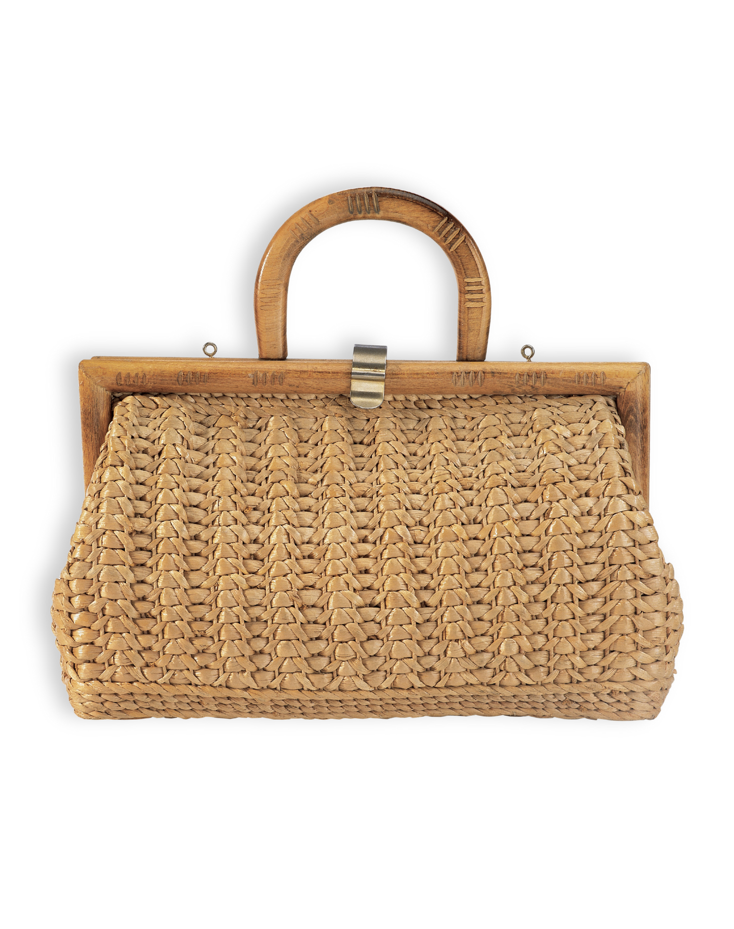 Honey Rattan Frame Bag – Vintage-Inspired Woven Handbag
