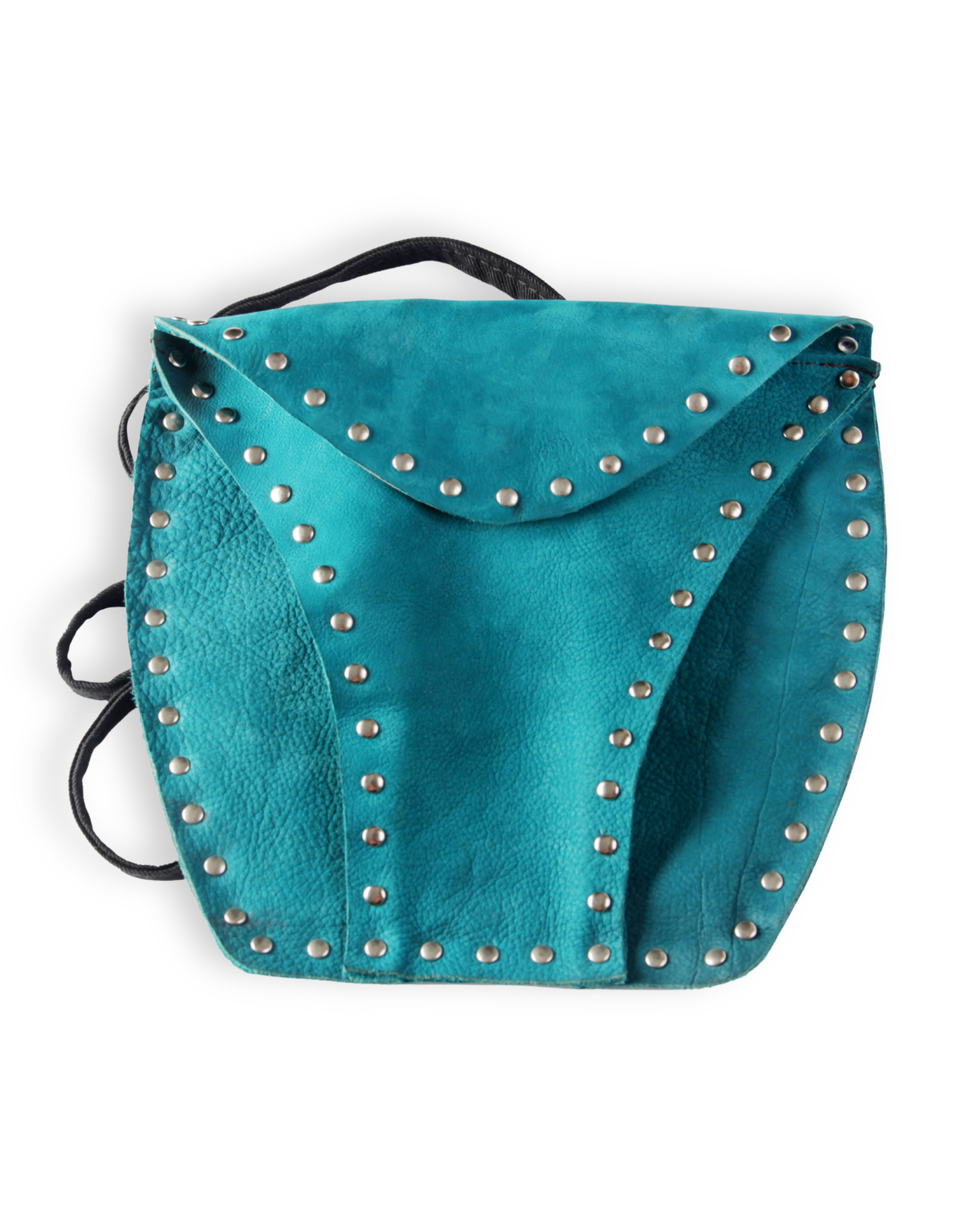 Caribbean Teal Studded Leather Crossbody Bag – Boho Chic Festival Satchel