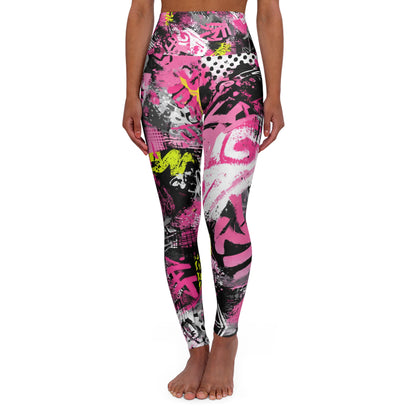 Pink Graffiti Abstract Leggings high waisted yoga leggings | all-over print