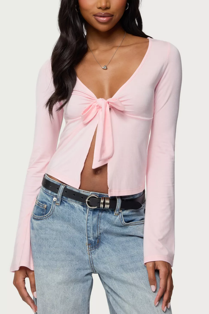 Pink Front Tie Top