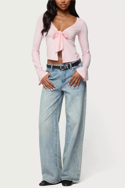 Pink Front Tie Top