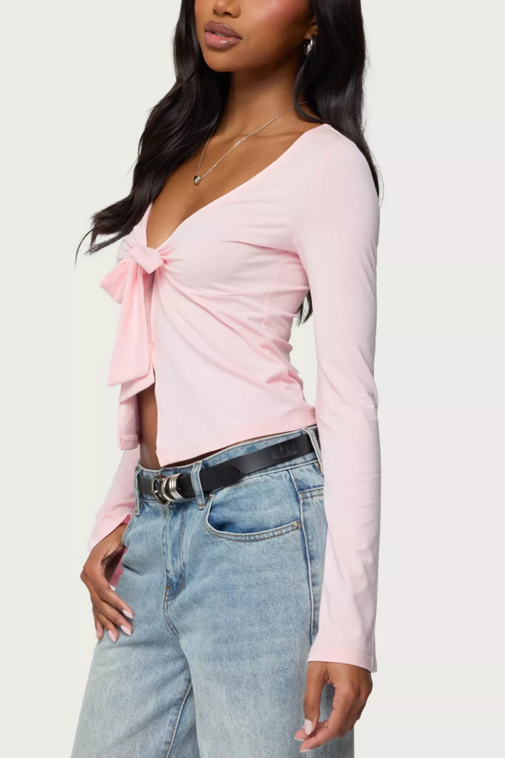 Pink Front Tie Top