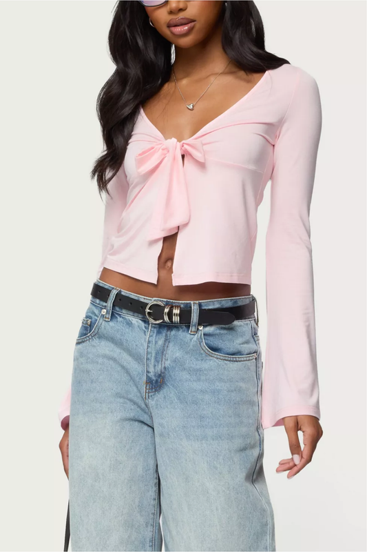 Pink Front Tie Top