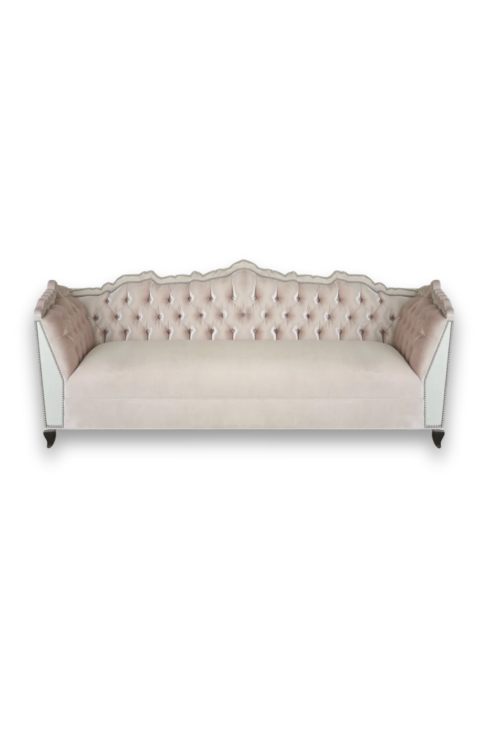 Haute House Santiago Mirrored Trim Sofa 88 Inch Blush Upholstered Sofa
