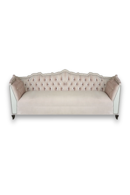 Haute House Santiago Mirrored Trim Sofa 88 Inch Blush Upholstered Sofa