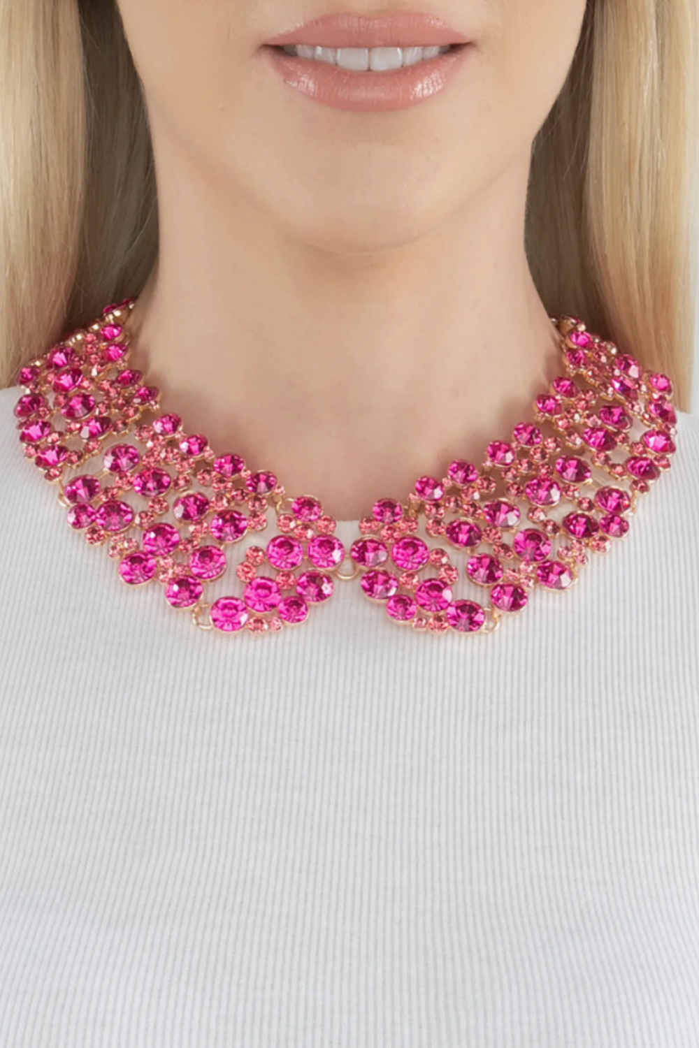 Hot Pink Crystal Collar Necklace