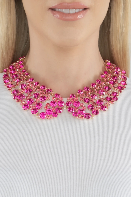 Hot Pink Crystal Collar Necklace