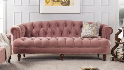 Jennifer Taylor Home La Rosa Chesterfield Sofa in Ash Rose Pink
