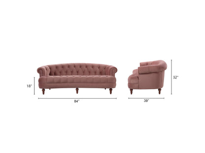 Jennifer Taylor Home La Rosa Chesterfield Sofa in Ash Rose Pink