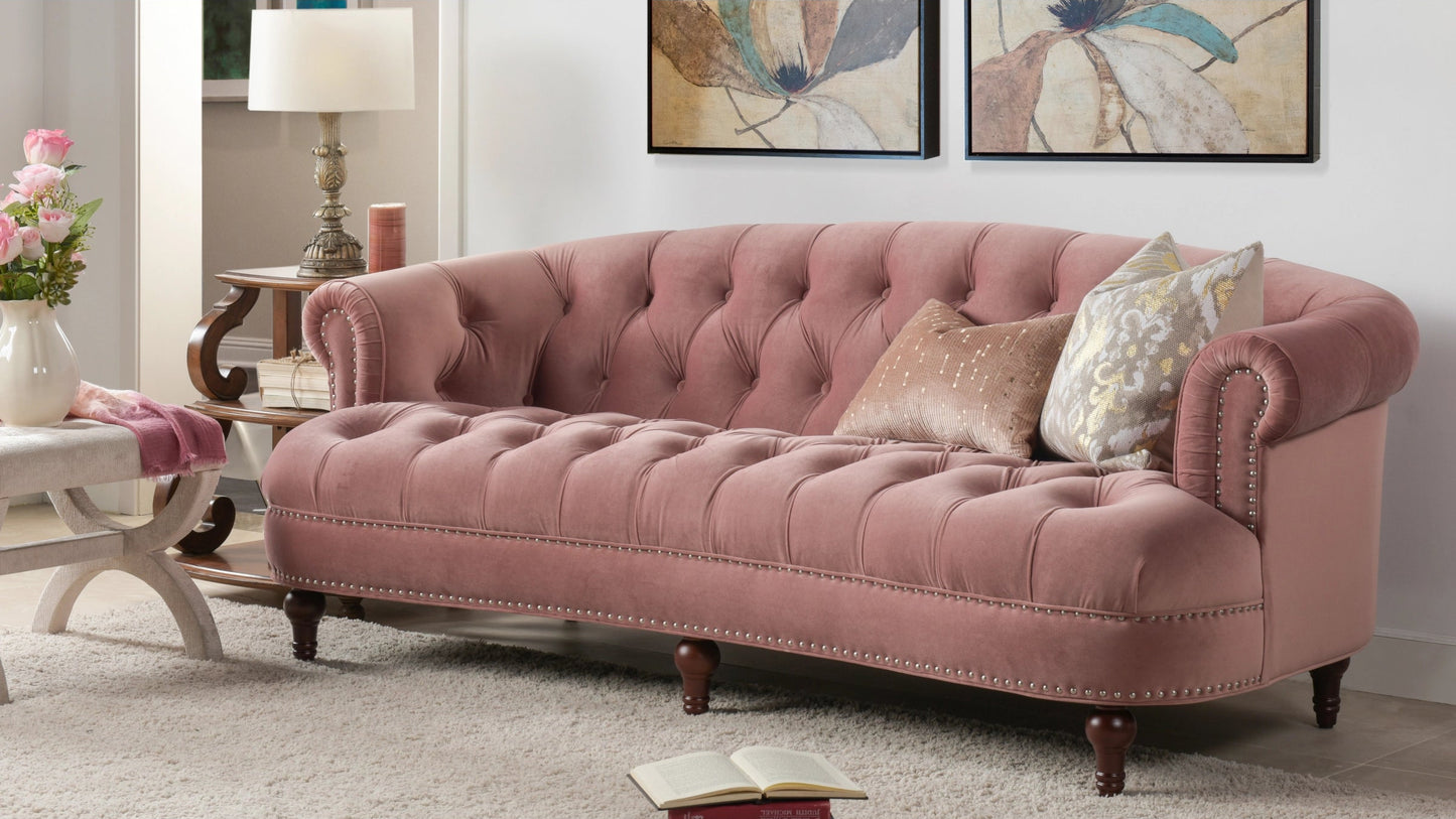 Jennifer Taylor Home La Rosa Chesterfield Sofa in Ash Rose Pink