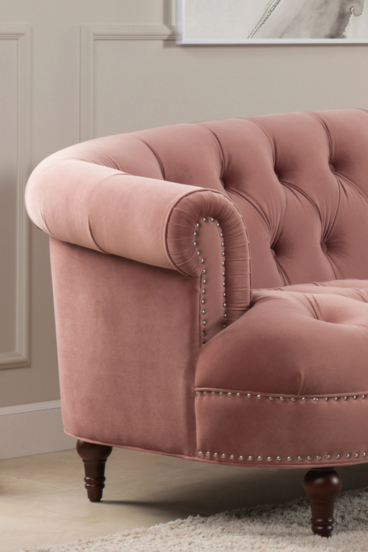 Jennifer Taylor Home La Rosa Chesterfield Sofa in Ash Rose Pink