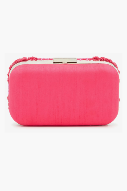 Kelly & Katie Beaded Flower Clutch – Dark Pink Evening Bag