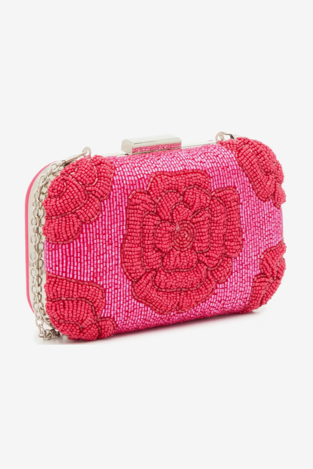 Kelly & Katie Beaded Flower Clutch – Dark Pink Evening Bag