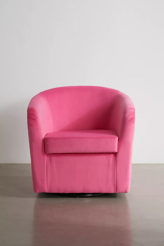 Kennedy Upholstered Velvet Swivel Chair Pink