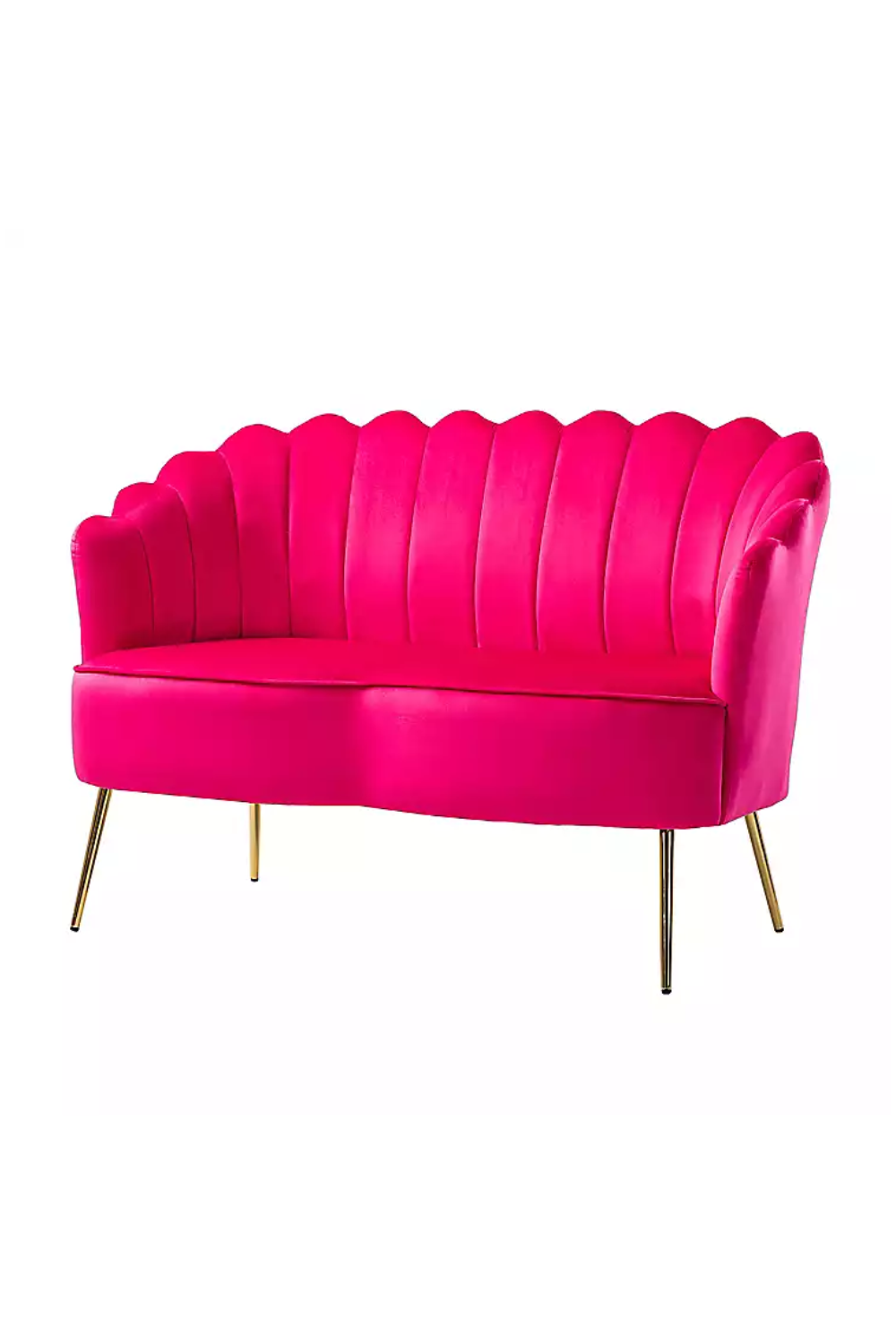 Kirkland’s Fuchsia Velvet Donata Loveseat with Gold Legs