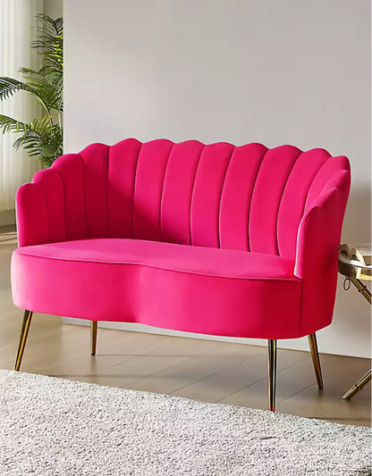 Kirkland’s Fuchsia Velvet Donata Loveseat with Gold Legs