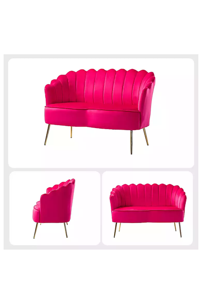 Kirkland’s Fuchsia Velvet Donata Loveseat with Gold Legs