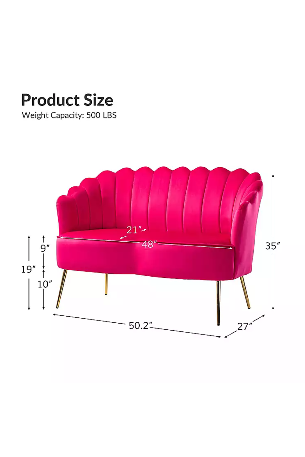 Kirkland’s Fuchsia Velvet Donata Loveseat with Gold Legs
