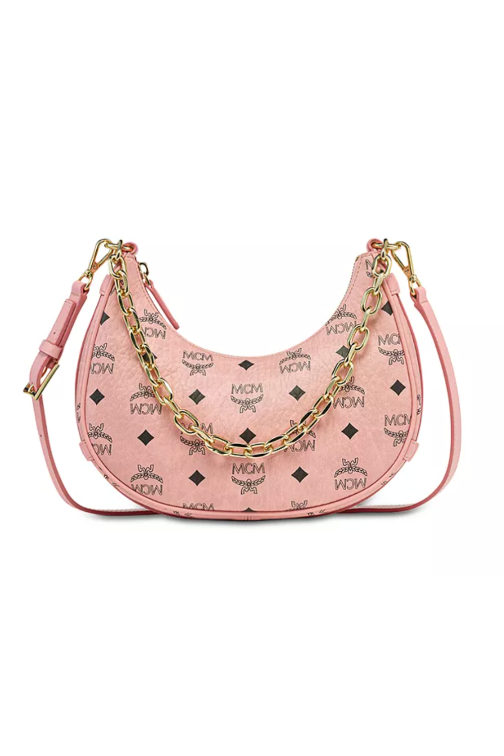 MCM Aren Visetos Hobo Shoulder Bag – Soft Pink