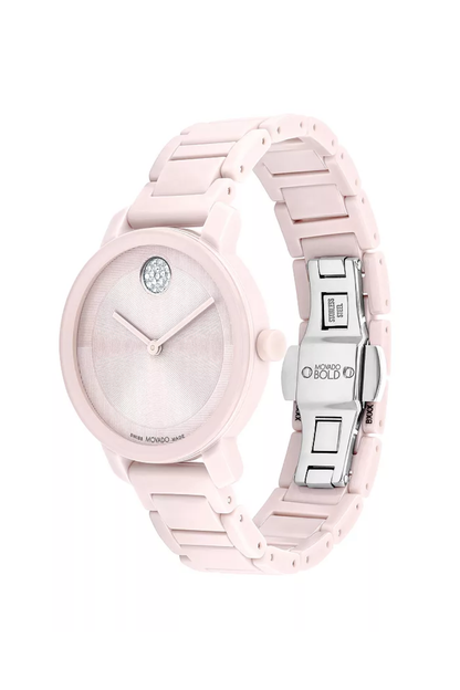 Movado BOLD Pink Ceramic Diamond Watch