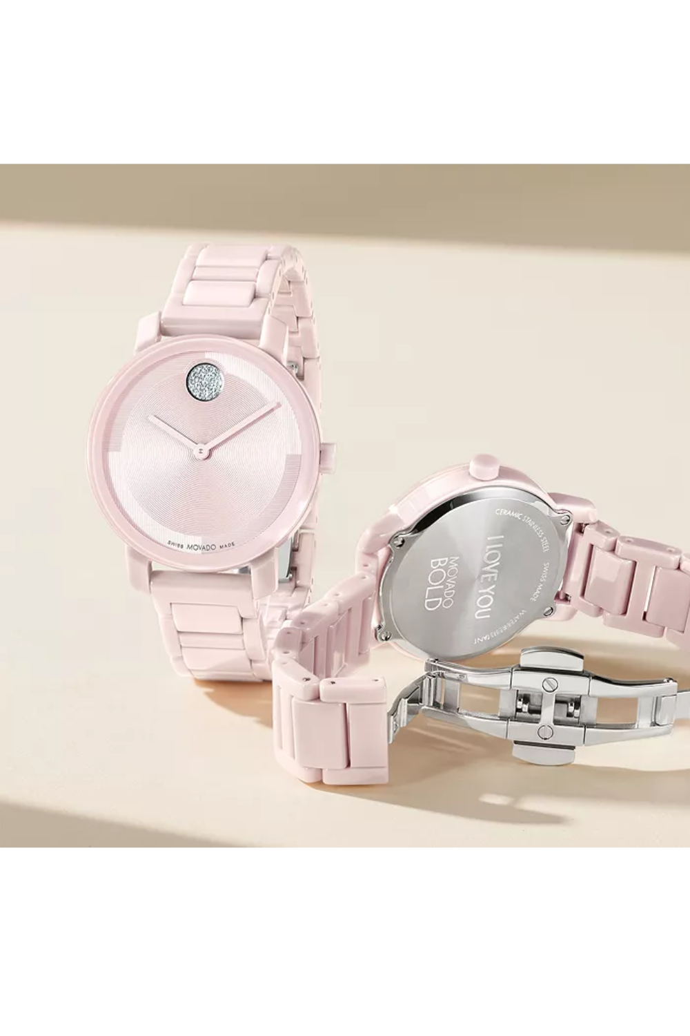 Movado BOLD Pink Ceramic Diamond Watch