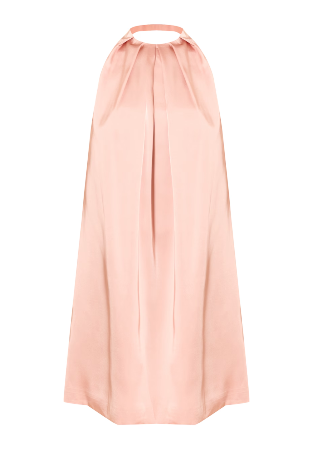 Peach Satin Halter Neck Mini Shift Dress