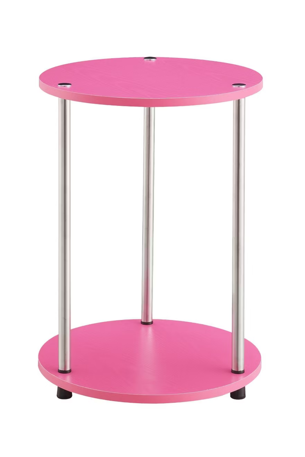 Pink 2 Tier Round End Table with Chrome Legs