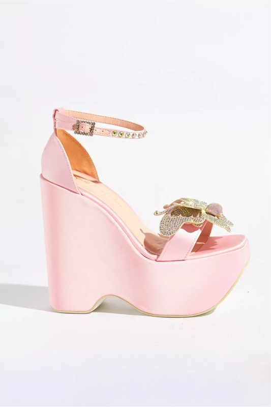 Pink Butterfly Platform Heels