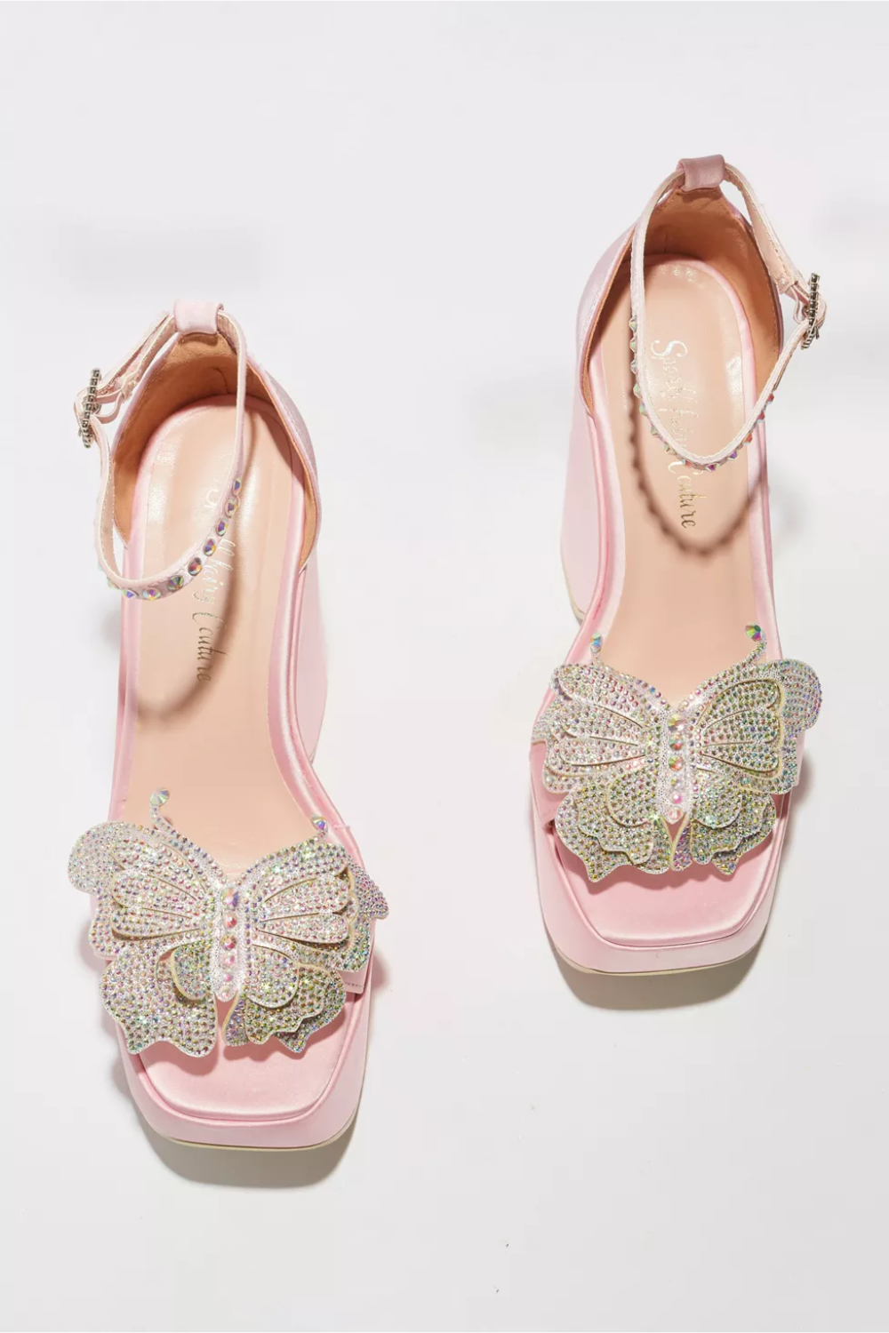 Pink Butterfly Platform Heels