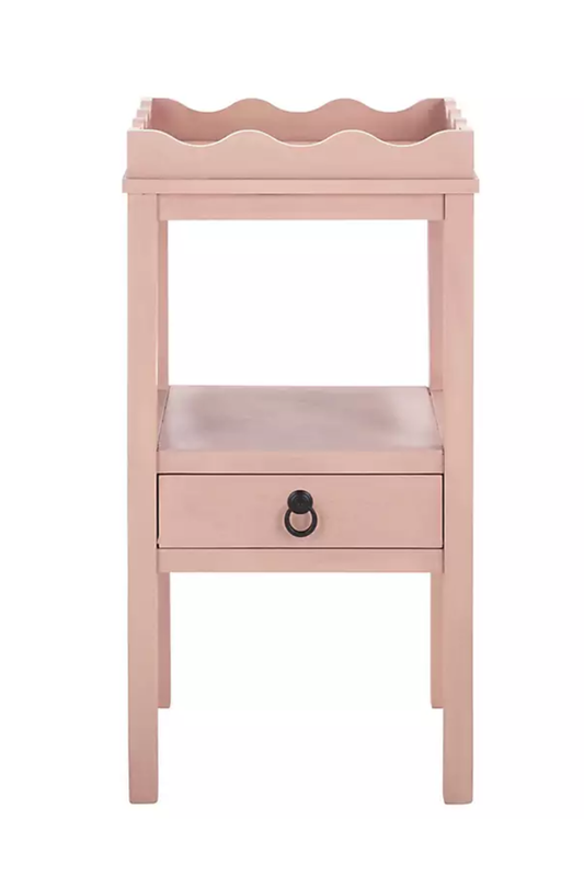 Pink Cottage Accent Table with Drawer