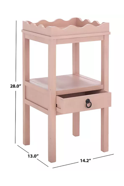 Pink Cottage Accent Table with Drawer