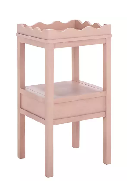 Pink Cottage Accent Table with Drawer
