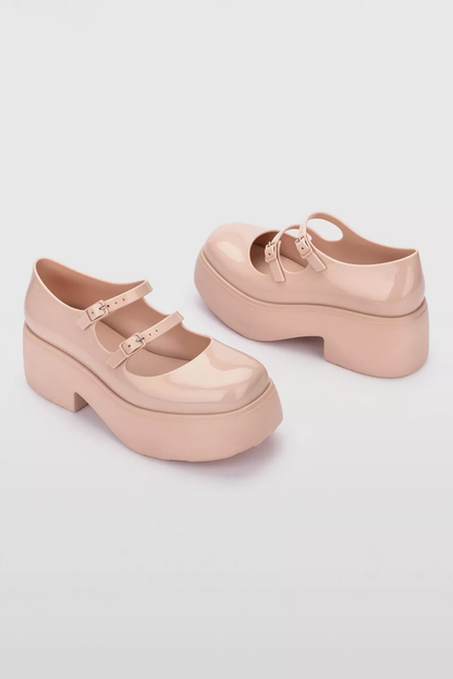 Pink Jelly Platform Mary Jane Shoes