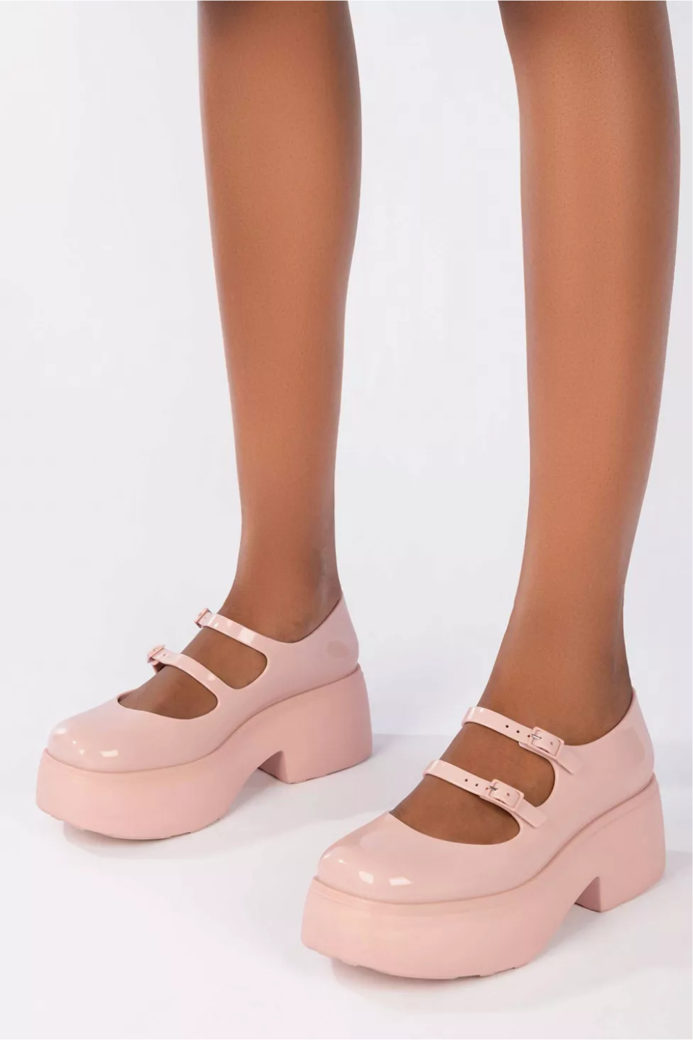Pink Jelly Platform Mary Jane Shoes
