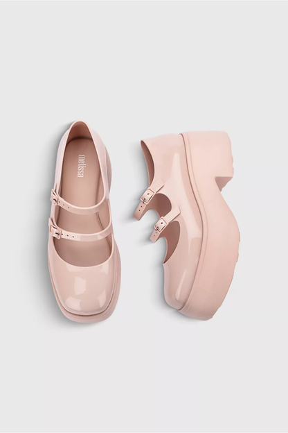 Pink Jelly Platform Mary Jane Shoes