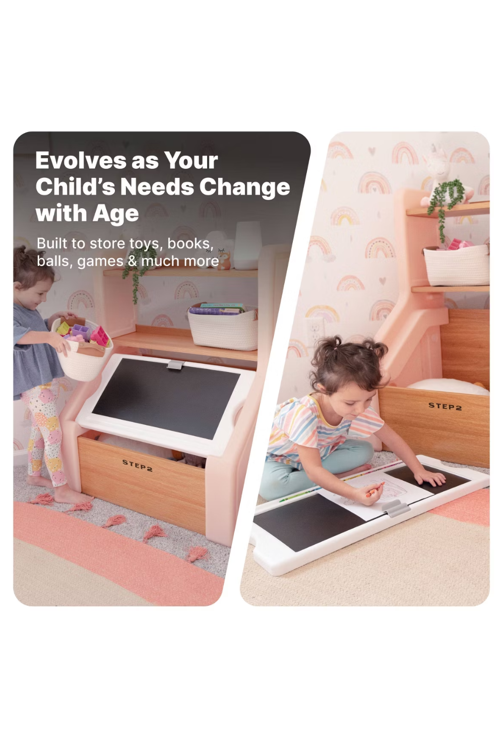 Pink Kids Storage Chest with Chalkboard Lid