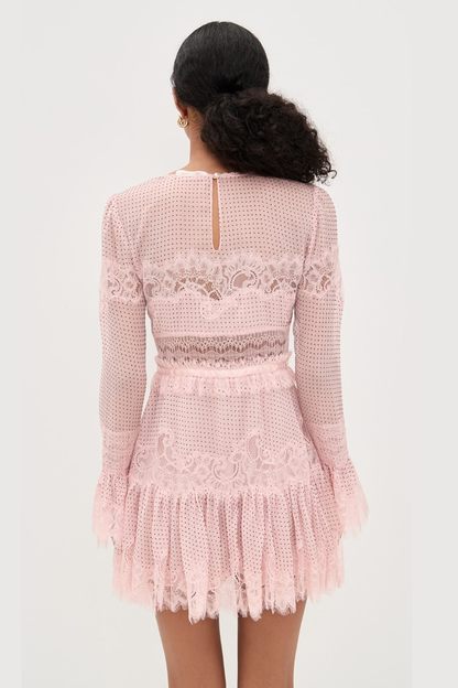 Pink Lace Mini Dress – LoveShackFancy Sevilla Long Sleeve Dress