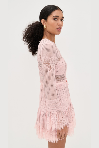 Pink Lace Mini Dress – LoveShackFancy Sevilla Long Sleeve Dress